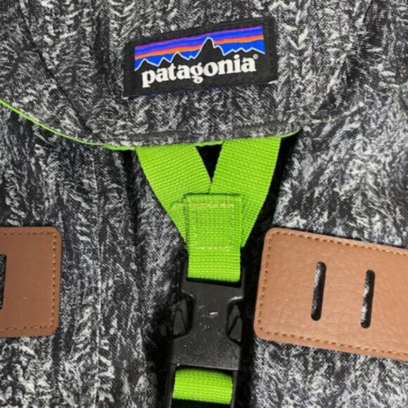 Patagonia Heathered Gray Lime Green Kids Youth Backpack One Size - Picture 4 of 7